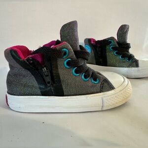 Toddler rainbow glitter sparkly hot pink hightop converse